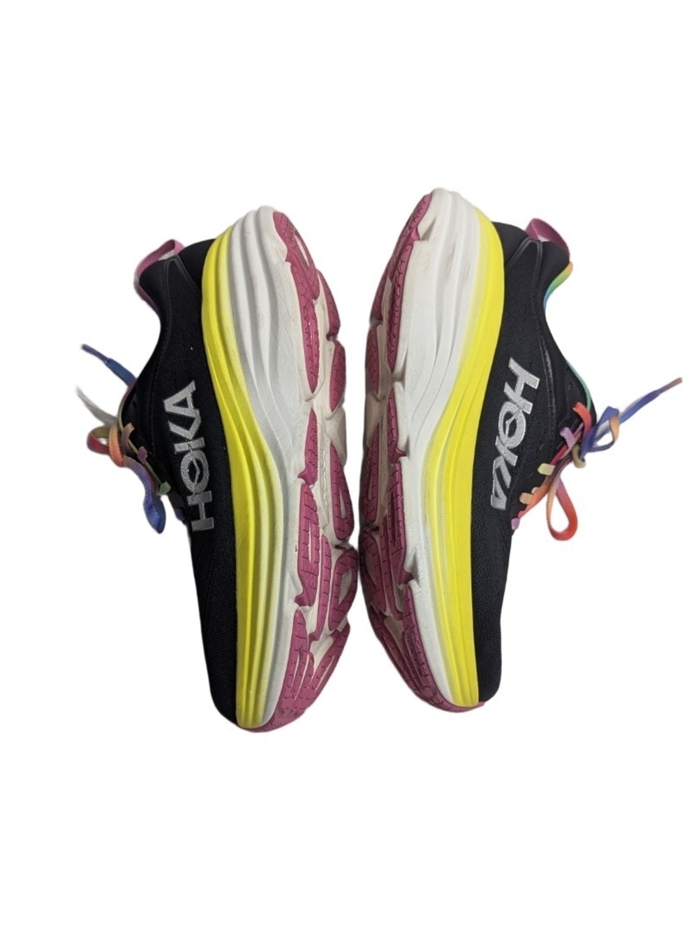 Hoka One One Bondi 8 Women Road Running Shoes Black Citrus Glow Size 10.5 - Picture 6 of 10
